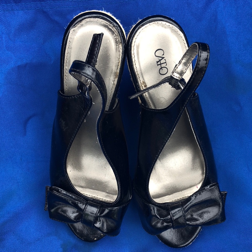 Black Wedge Sandals